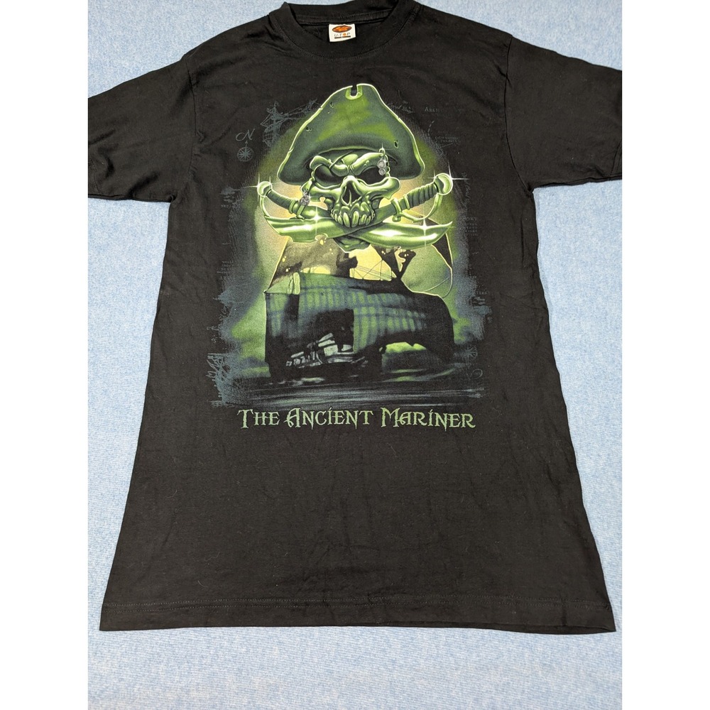 U-TOP The Ancient Mariner Pirate Skull Graphic T-Shirt Black Mens LG 100% Cotton